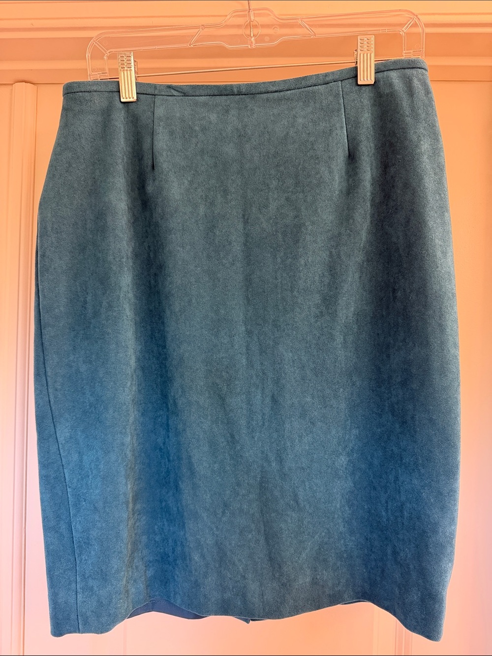 Calvin Klein Teal Blue Suede Pencil Skirt - Women's